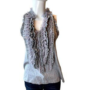 Front Street Womens Front Ruffle Blouse Top 100% Cotton Sleeveless Gray Size M